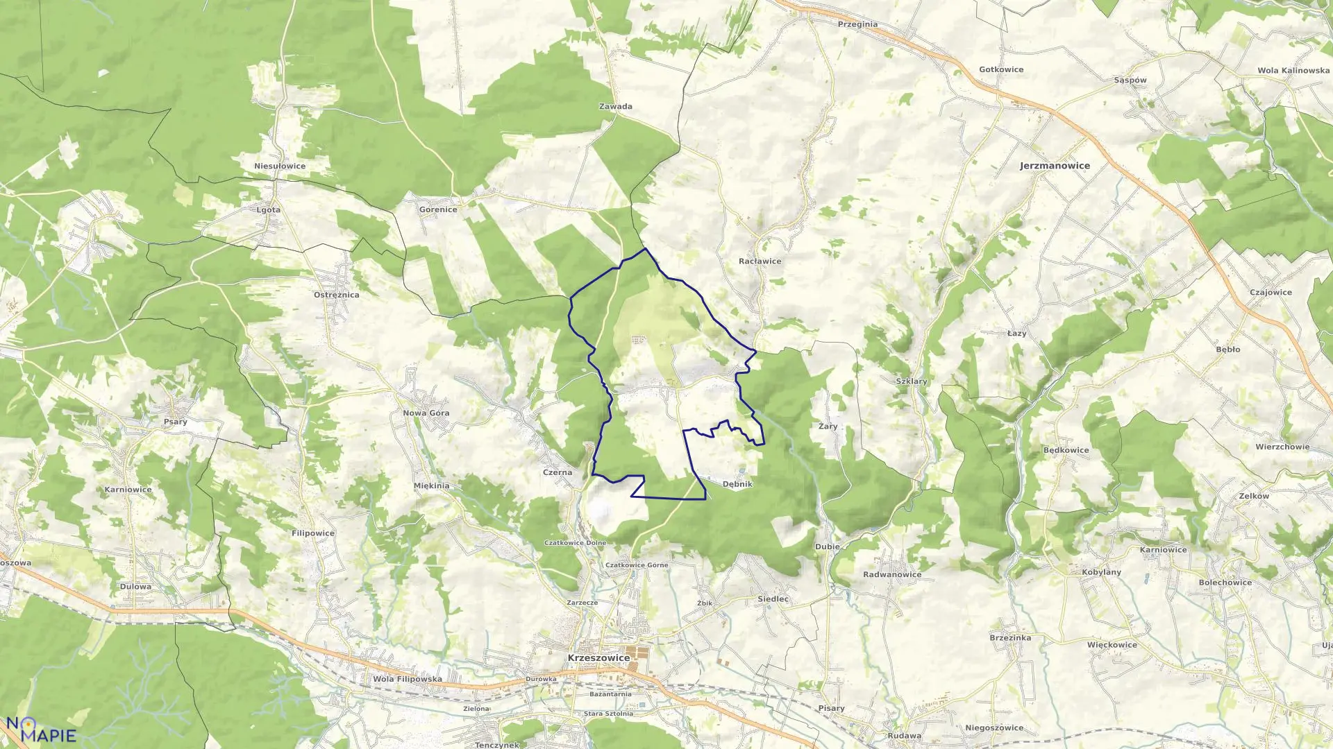 Mapa obrębu Paczółtowice w gminie Krzeszowice