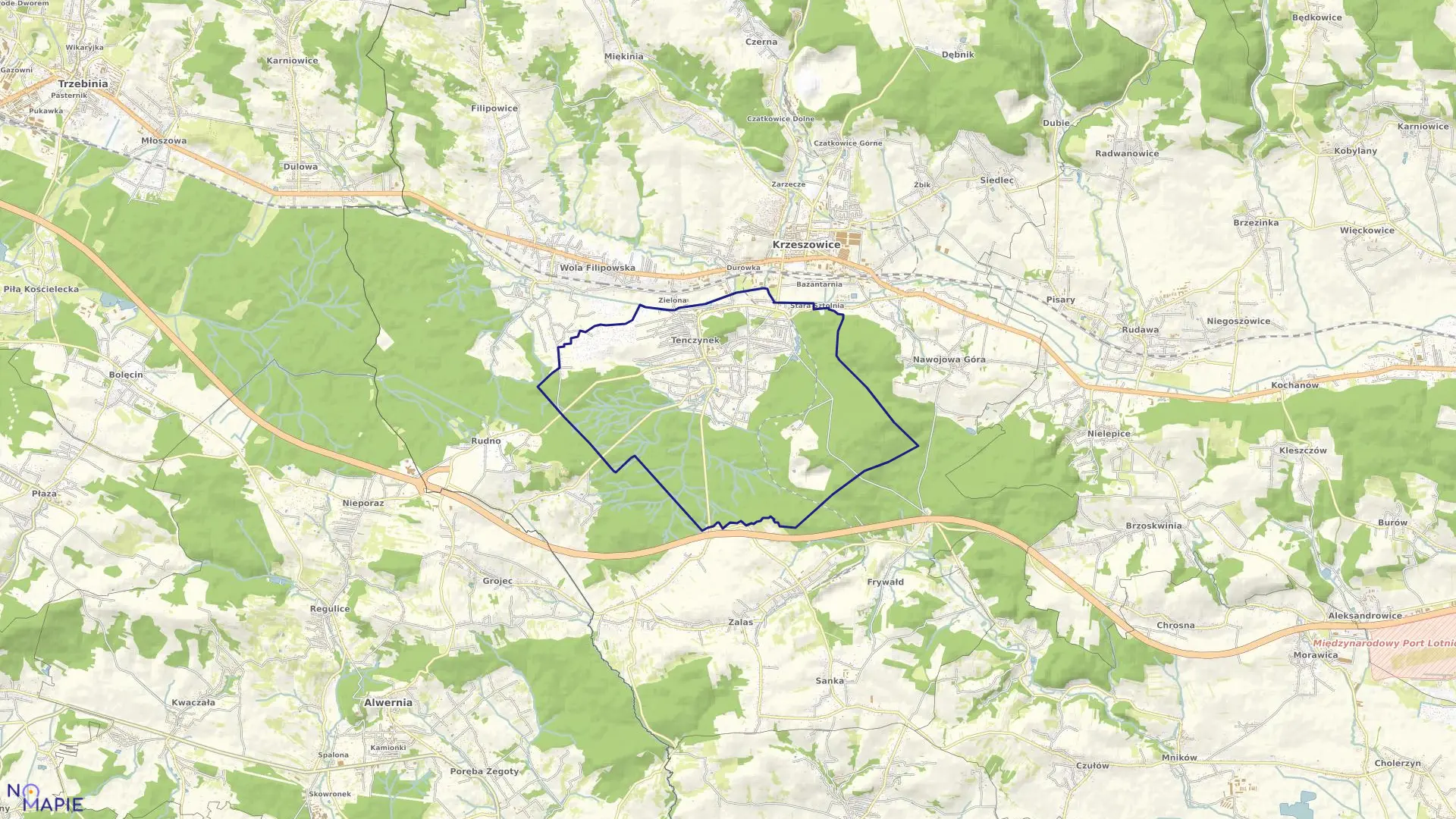 Mapa obrębu Tenczynek w gminie Krzeszowice